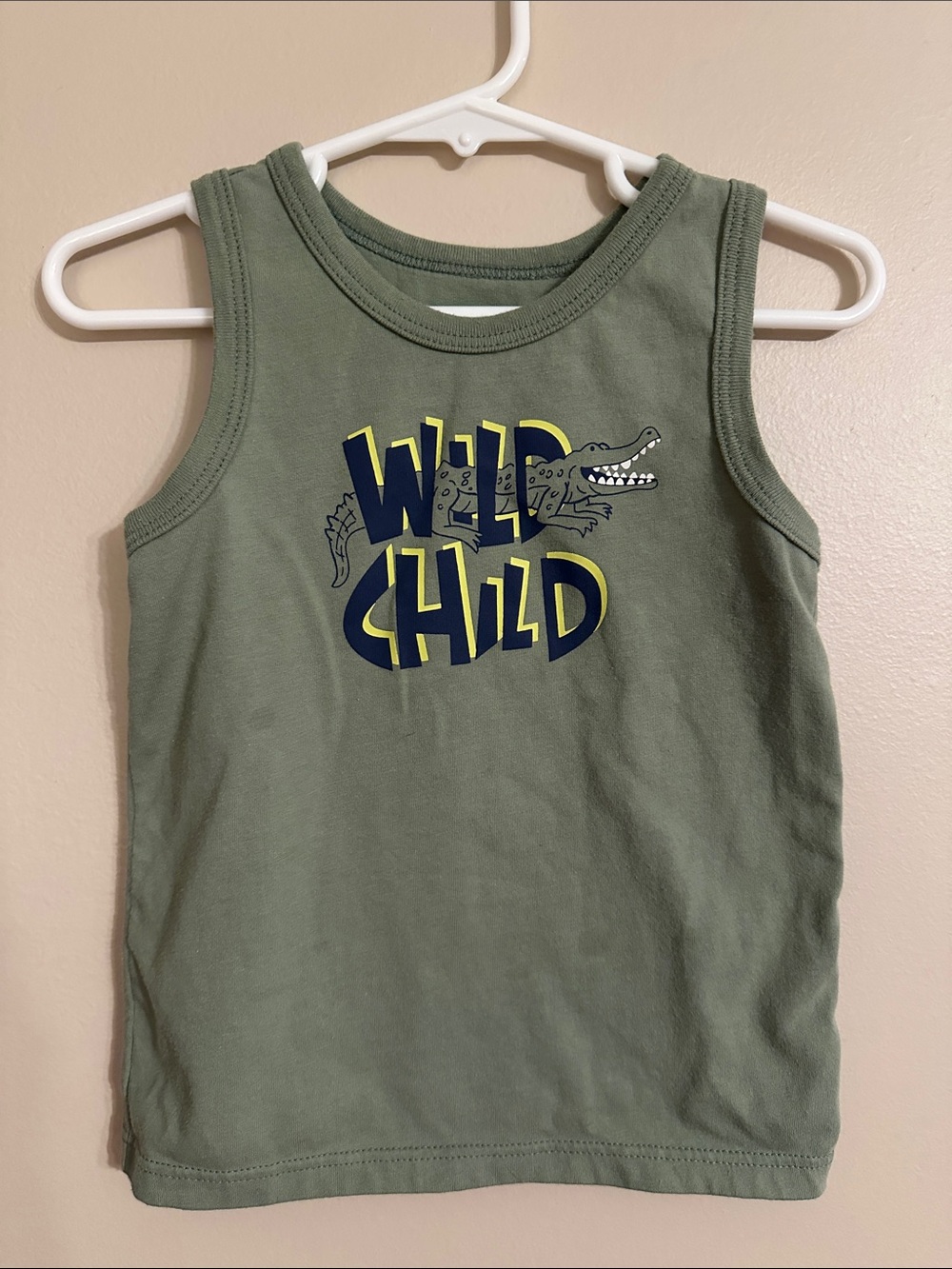 Garanimals Olive Tank with 'Wild Child' Croc Graphic